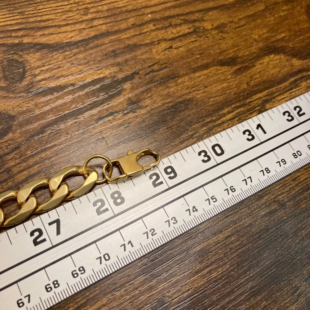 Mens ProSteel Cuban Link Chain Necklace Gold Tone Chunky 29 Inch 12mm Curb Link